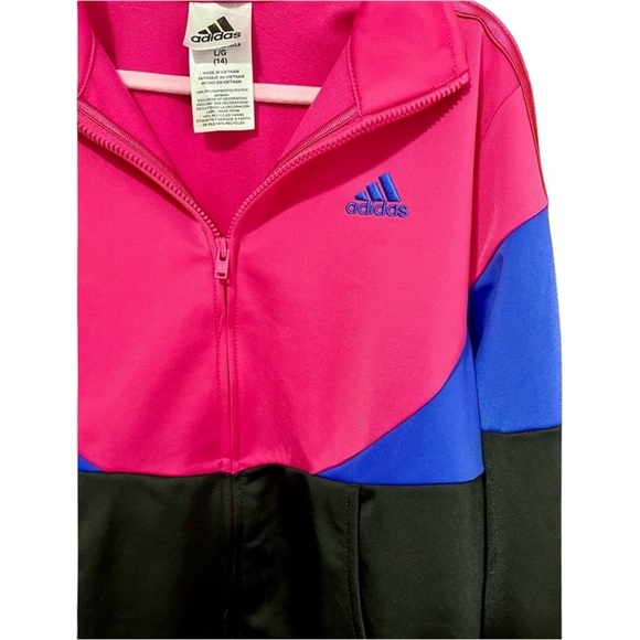 Adidas Colorblock Tricot Track Jacket Magenta Size L (14) - Picture 4 of 8